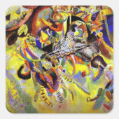 Kandinsky - Fugue, abstract painting, Quadratischer Aufkleber (Vorderseite)