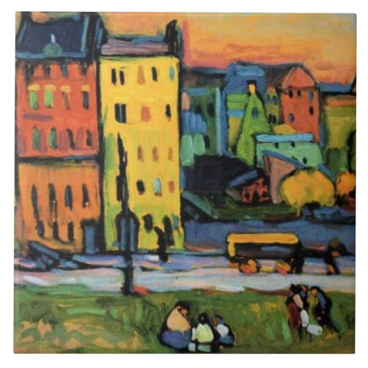 Kandinsky - Häuser in München, Fliese (Vorderseite)