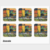 Kandinsky - Häuser in München, Quadratischer Aufkleber (Blatt)