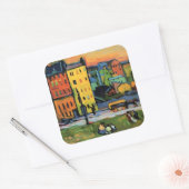 Kandinsky - Häuser in München, Quadratischer Aufkleber (Umschlag)