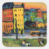 Kandinsky - Häuser in München Quadratischer Aufkleber (Vorderseite)