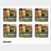 Kandinsky - Häuser in München, Quadratischer Aufkleber (Blatt)