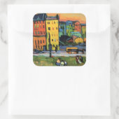 Kandinsky - Häuser in München, Quadratischer Aufkleber (Tasche)