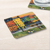 Kandinsky - Häuser in München, Rechteckiger Pappuntersetzer (angewinkelt)