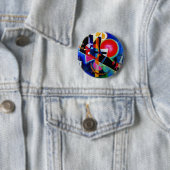 Kandinsky in Abstrakter Blauer Malerei Button (Beispiel)