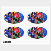 Kandinsky in Abstrakter Blauer Malerei Ovaler Aufkleber (Blatt)