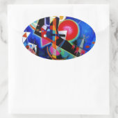 Kandinsky in Abstrakter Blauer Malerei Ovaler Aufkleber (Tasche)