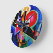 Kandinsky in Abstrakter Blauer Malerei Runde Wanduhr (Winkel)