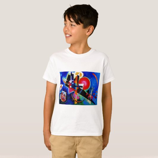 Kandinsky in Abstrakter Blauer Malerei T-Shirt (Vorne ganz)