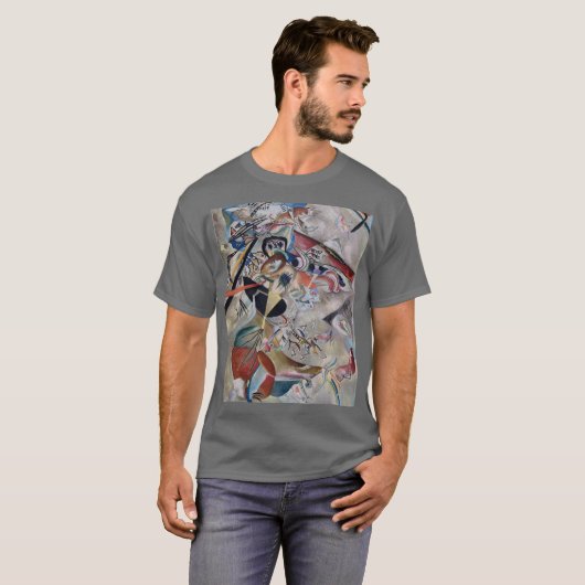 Kandinsky in grau Abstrakte Kunstwerke, dunkelgrau T-Shirt (Vorne ganz)