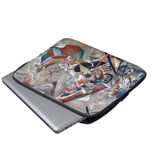 Kandinsky in grauer Abstrakter Kunst Laptopschutzhülle (Vorne Knopf)