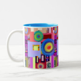 Kandinsky inspirierte Digital, die Nr. 1 zeichnen Zweifarbige Tasse