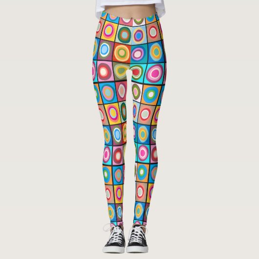 Kandinsky-Inspirierte Kreise Leggings (Vorderseite)