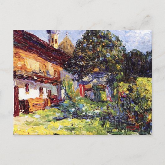Kandinsky - Kochel - Bauernhof mit Kirche Postkarte (Vorderseite)