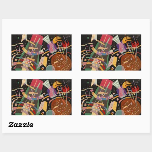 Kandinsky-Komposition X Abstrakt Rechteckiger Aufkleber (Blatt)