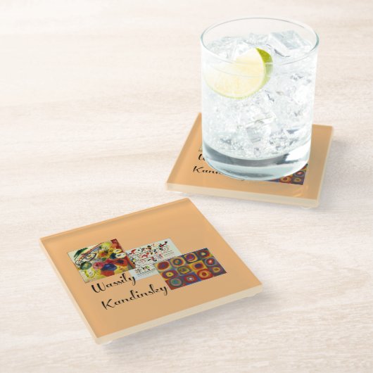 Kandinsky-Kunstsammlung Glasuntersetzer (Schrägansicht)