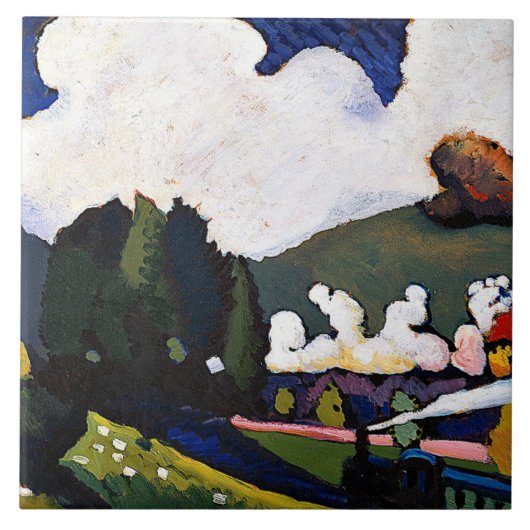Kandinsky - Landschaft bei Murnau mit Lokomotive Fliese (Vorderseite)