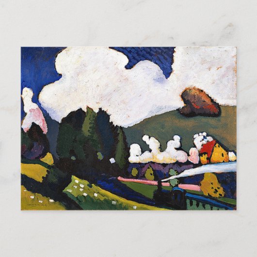 Kandinsky - Landschaft bei Murnau mit Lokomotive Postkarte (Vorderseite)