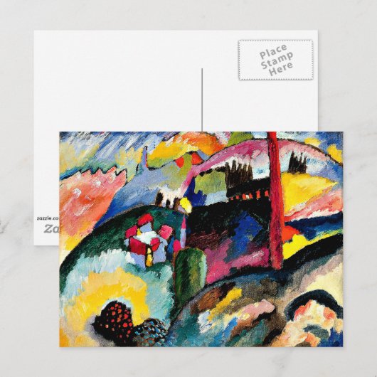 Kandinsky - Landschaft mit Fabrikschornstein Postkarte (Vorne/Hinten)