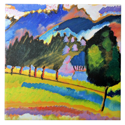 Kandinsky - Landschaft mit Hügeln Fliese (Vorderseite)