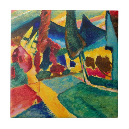 Kandinsky Landschaft mit zwei Poplars Fliese (Vorderseite)