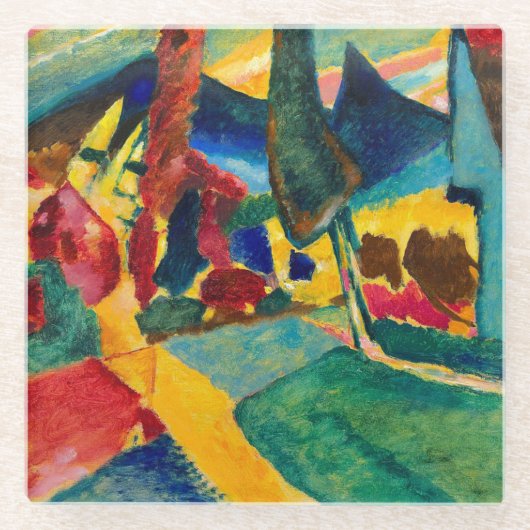 Kandinsky Landschaft mit zwei Poplars Glasuntersetzer (Vorderseite)