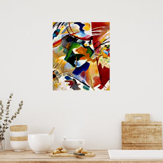 Kandinsky - Malerei mit grüner Mitte Poster (Küche)