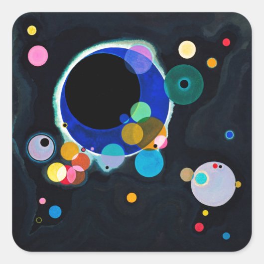 Kandinsky Mehrere Kreise Abstrakt Quadratischer Aufkleber (Vorderseite)