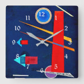 Kandinsky - Mighty Red Quadratische Wanduhr (Vorderseite)