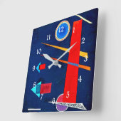 Kandinsky - Mighty Red Quadratische Wanduhr (Winkel)