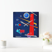 Kandinsky - Mighty Red Quadratische Wanduhr (Zuhause)