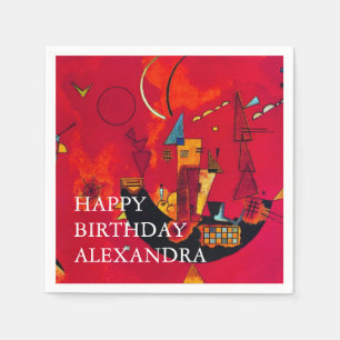 Kandinsky Mit Gegen Red Abstrakt Happy Birthday Serviette