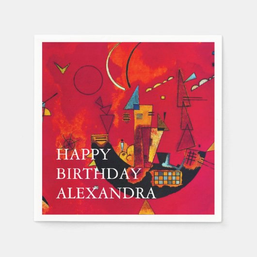 Kandinsky Mit Gegen Red Abstrakt Happy Birthday Serviette (Vorderseite)