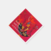 Kandinsky Mit Gegen Red Abstrakt Happy Birthday Serviette (Ecke)