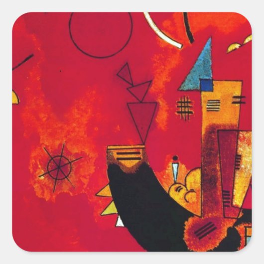 Kandinsky Mit und Gegen Quadratischer Aufkleber (Vorderseite)