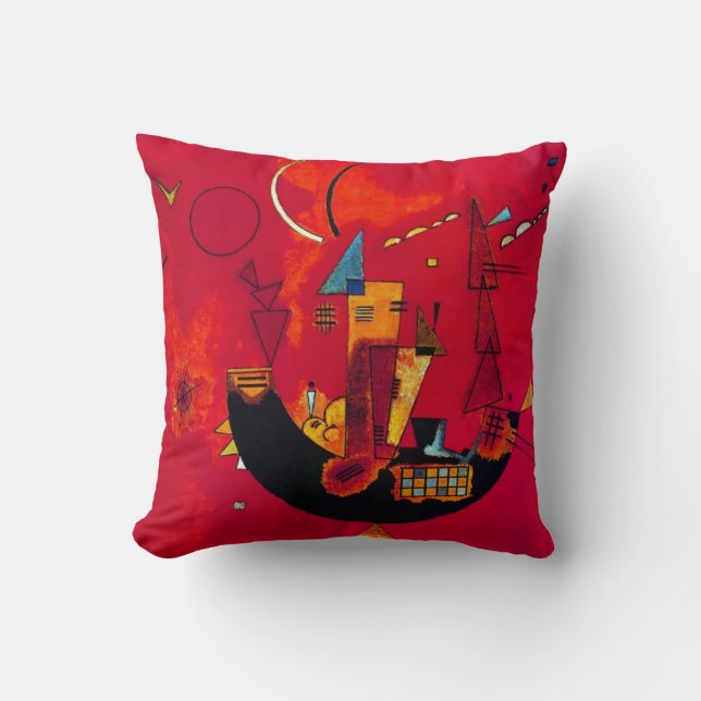 Kandinsky Modern Red Abstrakt Artwork Kissen (Vorderseite)