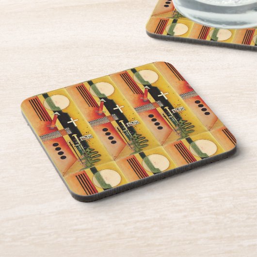 Kandinsky Modernes Abstraktes Malwerk Getränkeuntersetzer (Linke Seite)