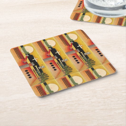 Kandinsky Modernes Abstraktes Malwerk Rechteckiger Pappuntersetzer (angewinkelt)