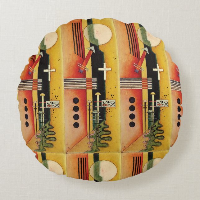 Kandinsky Modernes Abstraktes Malwerk Rundes Kissen (Vorderseite)