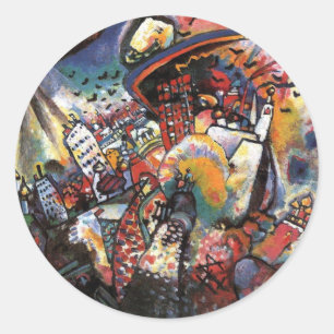 Kandinsky Moscow I Cityscape Abstrakte Malerei Runder Aufkleber