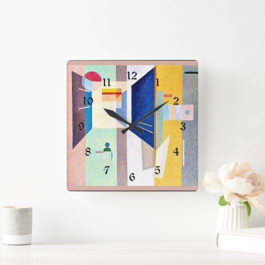 Kandinsky - nach rechts - zu den Links Quadratische Wanduhr (Zuhause)