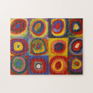 Kandinsky-Quadrate mit konzentrierten Zirkeln farb Puzzle
