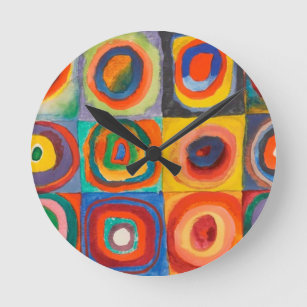 Kandinsky-Quadrate Runde Wanduhr