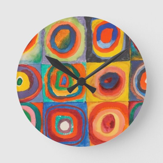 Kandinsky-Quadrate Runde Wanduhr (Vorderseite)