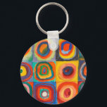 Kandinsky-Quadrate Schlüsselanhänger<br><div class="desc">Quadrate mit konzentrischen Kreise Leinwand Gemälde von Wassily Kandinsky</div>