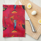 Kandinsky Red Black  Abstract Art Geschirrtuch (Viertel Falte)