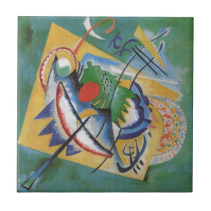 Kandinsky Red Oval Abstract Artwork Green Yellow Fliese