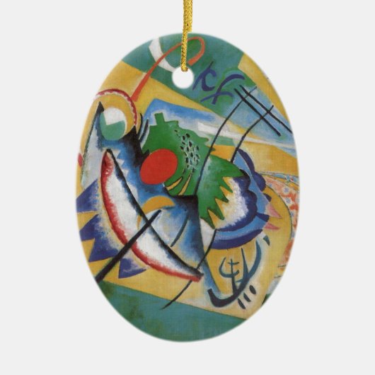 Kandinsky Red Oval Abstract Artwork Green Yellow Keramikornament (Vorne)