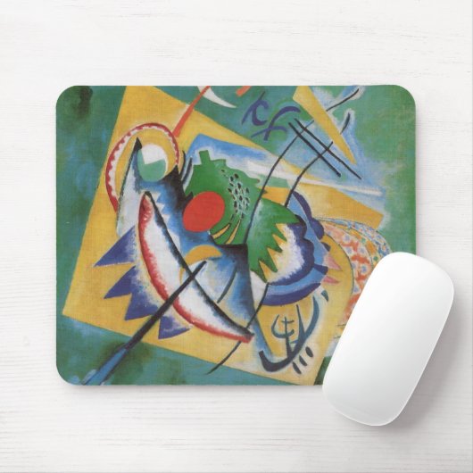 Kandinsky Red Oval Abstract Artwork Green Yellow Mousepad (Mit Mouse)