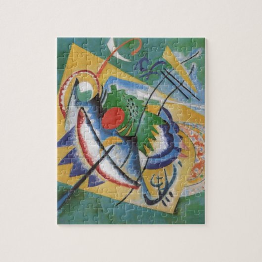 Kandinsky Red Oval Abstract Artwork Green Yellow Puzzle (Vertikal)